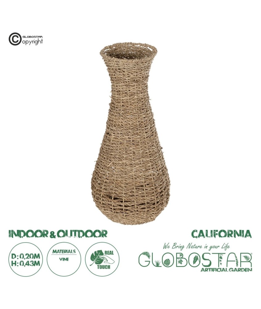 GloboStar® Artificial Garden CALIFORNIA 21239 Διακοσμητικό Πλεκτό Καλάθι - Κασπώ Γλάστρα - Flower Pot Μπεζ Μ20 x Π20 x Υ43cm